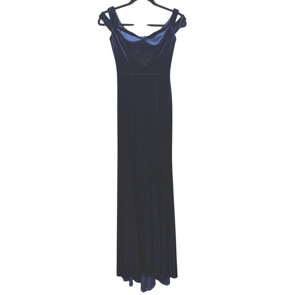 Velvet Evening‎ Gown Formal Floor Length Royal Blue Spaghetti Strap 6